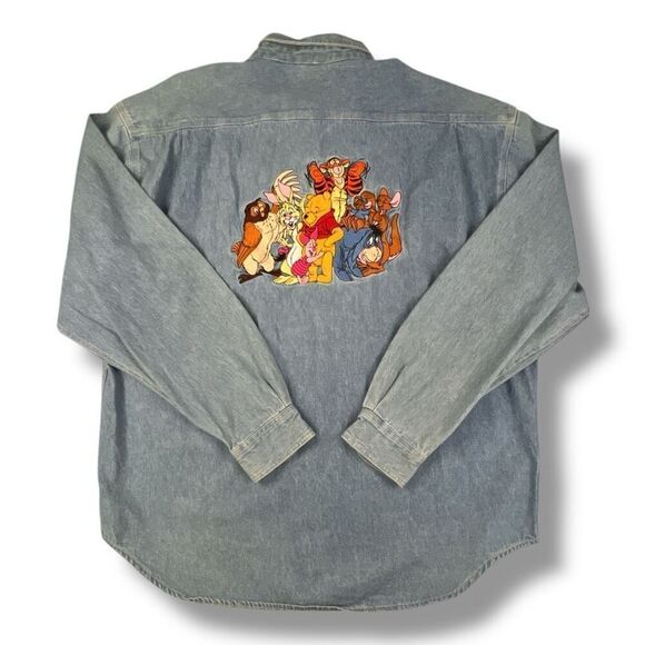 Vintage Disney Oversized Embroidered Denim Front Button Top Size Extra Large - Picture 5 of 6